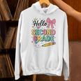 Cute Hello Second Grade Back To School Coquette Teacher Girl Unisex Hoodie, gift for family, gift for coworker Cute Hello Second Grade Back To School Coquette Teacher Girl Unisex Hoodie, gift for family, gift for coworker