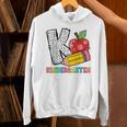 K Is For Kindergarten Teacher Pencil Apple Back To School Unisex Hoodie, gift for family, gift for coworker K Is For Kindergarten Teacher Pencil Apple Back To School Unisex Hoodie, gift for family, gift for coworker
