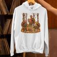 Librarian Turkey Reading Book Fall Thanksgiving Teacher Book Unisex Hoodie, gift for family, gift for coworker