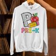 P Is For Pre-K Teacher Pencil Apple Back To School Unisex Hoodie, gift for family, gift for coworker