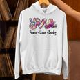 Peace Love Books Librarian Teacher Life Book Library Tie Dye Unisex Hoodie, gift for family, gift for coworker