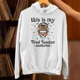 This Is My Tired Teacher Costume Skull Halloween Messy Bun Unisex Hoodie, gift for family, gift for coworker