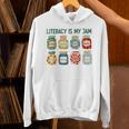 Women Literacy Is My Jam Literacy Teacher Reading Teacher Unisex Hoodie, gift for family, gift for coworker Women Literacy Is My Jam Literacy Teacher Reading Teacher Unisex Hoodie, gift for family, gift for coworker