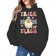 Groovy Teacher Halloween Retro Trick Or Teach Floral Ghost Women's Hoodie, Groovy Teacher Gifts, trending gift Groovy Teacher Halloween Retro Trick Or Teach Floral Ghost Women's Hoodie, Groovy Teacher Gifts, trending gift