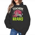 Teachers Love Brains Skeleton Halloween Teacher Funny Women's Hoodie, trending gift
