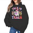 Trick Or Teach Halloween Teacher Floral Ghost Groovy Women's Hoodie, Groovy Teacher Gifts, trending gift