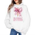 I'm Literally Just a Teacher Pencil Coquette Bow School Women's Hoodie, trending gift I'm Literally Just a Teacher Pencil Coquette Bow School Women's Hoodie, trending gift