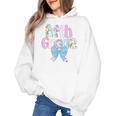 Preppy Fifth Grade Teacher Blue Floral Coquette Pencil Bow Women's Hoodie, trending gift Preppy Fifth Grade Teacher Blue Floral Coquette Pencil Bow Women's Hoodie, trending gift