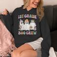 1st Grade Boo Crew Groovy Halloween Floral Ghost Kid Teacher Women's Hoodie, Groovy Teacher Gifts, funny design