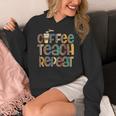 Coffee Teach Repeat Leopard Print Back To School Teachers Women's Hoodie, funny design