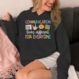Communication Looks Different Tee Shirt Kids -Adults Teacher Animal Print Small Short Sleeve Classic Fit Crew Neck Polyester 100 Women's Hoodie, funny design