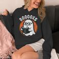 Cute Ghost Book Reading Books Lover Retro Halloween Teacher Women's Hoodie, funny design