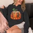 Fall Book Autumn Reading Teacher Halloween Pumpkin Season Women's Hoodie, funny design
