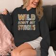 Fun Zoo Animal Print Teacher Shirts Wild About My Students Women's Hoodie, funny design Fun Zoo Animal Print Teacher Shirts Wild About My Students Women's Hoodie, funny design
