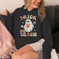 Groovy Halloween Trick Or Teach Retro Floral Ghost Teacher Women's Hoodie, Groovy Teacher Gifts, funny design Groovy Halloween Trick Or Teach Retro Floral Ghost Teacher Women's Hoodie, Groovy Teacher Gifts, funny design