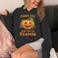 Halloween Teacher Librarian Pumpkin Reading Books Men Women Kids Women's Hoodie, funny design