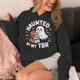 Haunted By My TBR Cute Ghost Book Reading Teacher Halloween Women's Hoodie, funny design