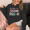 Hello Pre-K Pencil Teacher Student Tie Dye Women's Hoodie, funny design Hello Pre-K Pencil Teacher Student Tie Dye Women's Hoodie, funny design