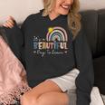It's A Beautiful Day To Learn Cute Rainbow Boho Teacher Women's Hoodie, funny design