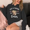 Just A Teacher Who Loves Cows Shirt Cute Highland Cow Women's Hoodie, funny design