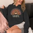 Leopard Rainbow Thankful Thanksgiving Teacher Women Kids Women's Hoodie, funny design