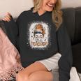 Messy Bun Spooky Teacher Bleached Halloween Teachers Women's Hoodie, funny design Messy Bun Spooky Teacher Bleached Halloween Teachers Women's Hoodie, funny design