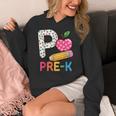 P Is For Pre K Teacher Student Pencil Apple Back To School Women's Hoodie, funny design