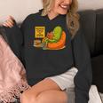 Pickle Reading Books Bookworm Teacher Librarian Kids Retro Women's Hoodie, funny design Pickle Reading Books Bookworm Teacher Librarian Kids Retro Women's Hoodie, funny design