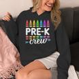 Pre-K Crew Teacher Team Squad Hello Back School Graduation Women's Hoodie, funny design Pre-K Crew Teacher Team Squad Hello Back School Graduation Women's Hoodie, funny design