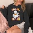 Retro Vintage Groovy Trick Or Teach Teacher Halloween For Men Women Kids Women's Hoodie, Groovy Teacher Gifts, funny design