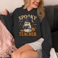 Spooky Teacher Halloween Cute Ghost Pumpkin Reading Women Women's Hoodie, funny design