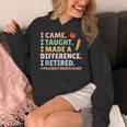 I Came I Taught I Made a Difference Proud Retired Teacher Women's Hoodie, funny design I Came I Taught I Made a Difference Proud Retired Teacher Women's Hoodie, funny design