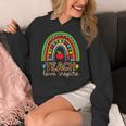 Teach Love Inspire Rainbow Leopard Cheetah Print Teacher Women's Hoodie, funny design