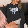 Teach Teacher Coquette Bow Pencil Back To School First Day Women's Hoodie, funny design