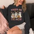 Teacher Halloween Trick Or Teach Cute Ghost Coffee Pumpkins Women's Hoodie, funny design