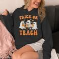 Teacher Halloween Trick Or Teach Retro Groovy Floral Ghost Women's Hoodie, Groovy Teacher Gifts, funny design Teacher Halloween Trick Or Teach Retro Groovy Floral Ghost Women's Hoodie, Groovy Teacher Gifts, funny design