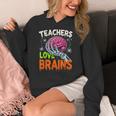 Teachers Love Brains Halloween 2025 Skeleton Costume Women's Hoodie, funny design