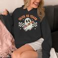 Trick Or Teach Groovy Retro Ghost Halloween Teacher Kids Women's Hoodie, Groovy Teacher Gifts, funny design