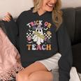 Trick Or Teach Groovy Teacher Halloween Retro Teacher Ghost Women's Hoodie, Groovy Teacher Gifts, funny design Trick Or Teach Groovy Teacher Halloween Retro Teacher Ghost Women's Hoodie, Groovy Teacher Gifts, funny design