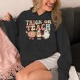 Trick Or Teach Pumpkin Candy Corn Ghost Halloween Teacher Women's Hoodie, funny design Trick Or Teach Pumpkin Candy Corn Ghost Halloween Teacher Women's Hoodie, funny design