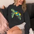 Turtle Puzzle Pieces For Autism Awareness Kids Women Teacher Women's Hoodie, funny design