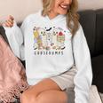 Silly Goose Spooky Teacher Halloween Cute Goosebumps Women's Hoodie, funny design