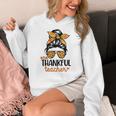 Thanksgiving Shirt Teacher Women Messy Bun Thankful Teacher Women's Hoodie, funny design Thanksgiving Shirt Teacher Women Messy Bun Thankful Teacher Women's Hoodie, funny design