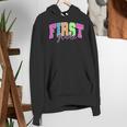 Back To School Neon Checkered First Grade Colorful Teacher Women's Hoodie, First Grade Teacher Hoodies, funny gift
