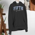Fifth Grade Coquette Toile Blue Bow Floral Women Teacher Women's Hoodie, funny gift