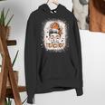 Messy Bun Spooky Teacher Bleached Halloween Teachers Women's Hoodie, funny gift Messy Bun Spooky Teacher Bleached Halloween Teachers Women's Hoodie, funny gift