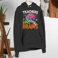 Teachers Love Brains Halloween 2025 Skeleton Costume Women's Hoodie, funny gift