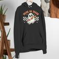Trick Or Teach Groovy Retro Ghost Halloween Teacher Kids Women's Hoodie, Groovy Teacher Hoodies, funny gift