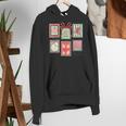 Vintage Preppy Very Merry Teacher Santa Stamps Christmas Women's Hoodie, funny gift