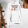 Trick Or Teach Candy Corn Pumpkin Ghost Teacher Women's Hoodie, funny gift